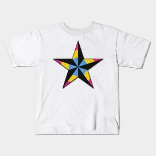 Pansexual Pride Flag Colored Nautical Star Kids T-Shirt